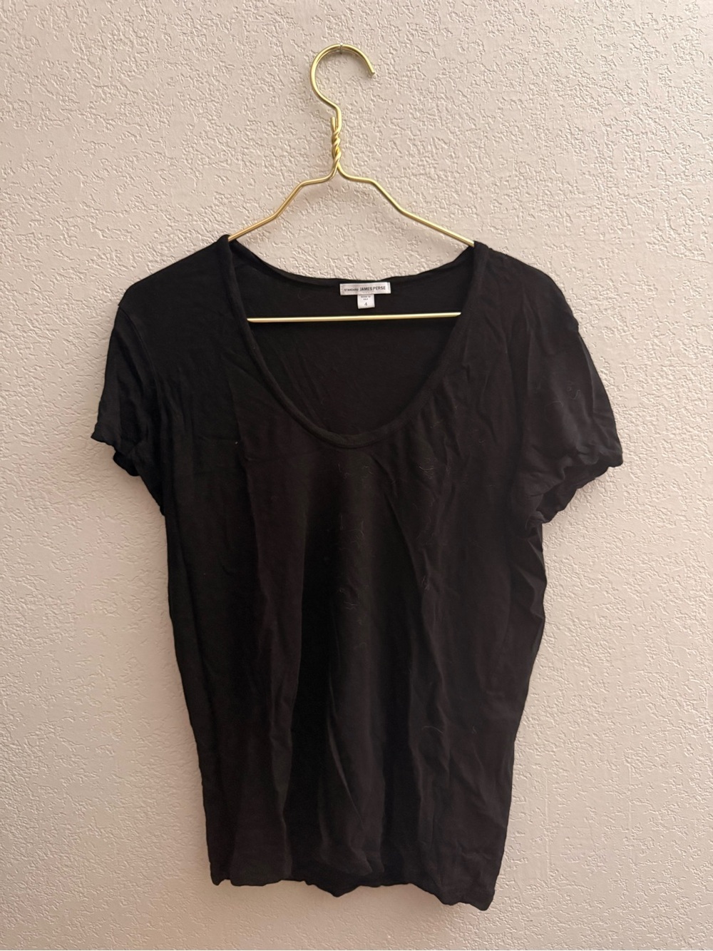 James Perse Black Short Sleeve Scoop Neck Tee